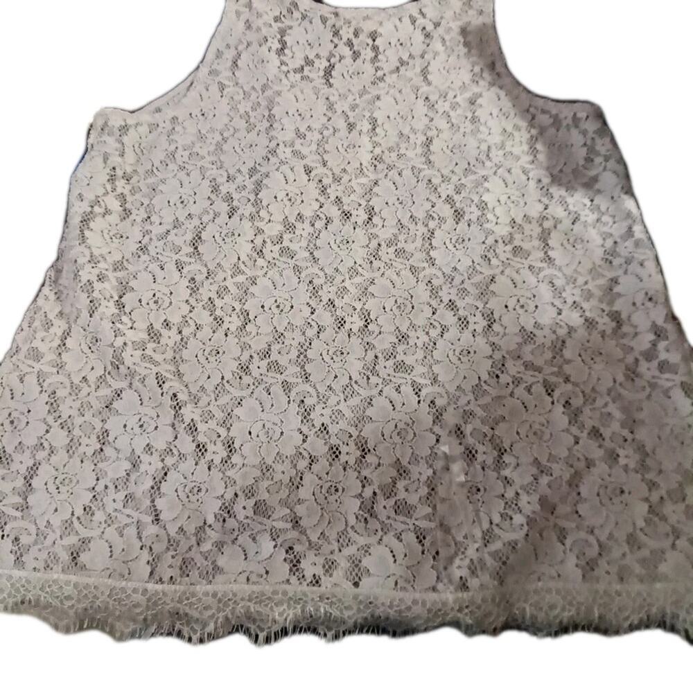 laundry by shelli segal top Gray Tank Lace Sheer Sz.XL Fairy Cottage Boho Layer - Picture 4 of 4